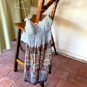 Derek Heart Indian summer dress 100% cotton. Ch cloth lining. Beads spaghetti st